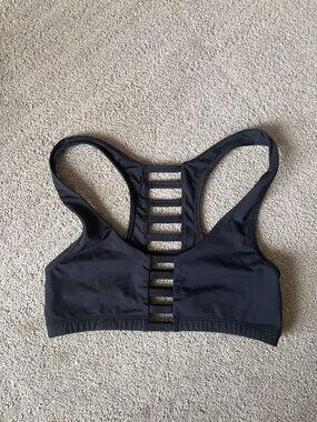 PINK Victoria's Secret Black Ladder-Back Sports Bra